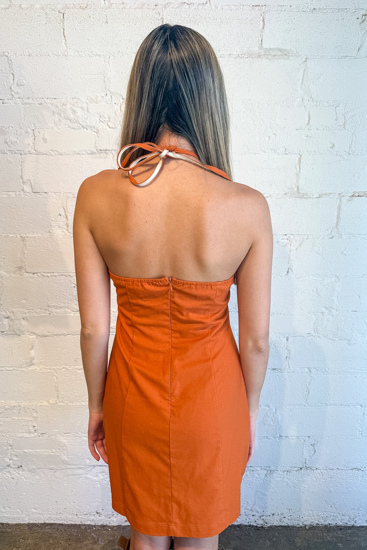 burnt orange dress,mni dress, game day dress
