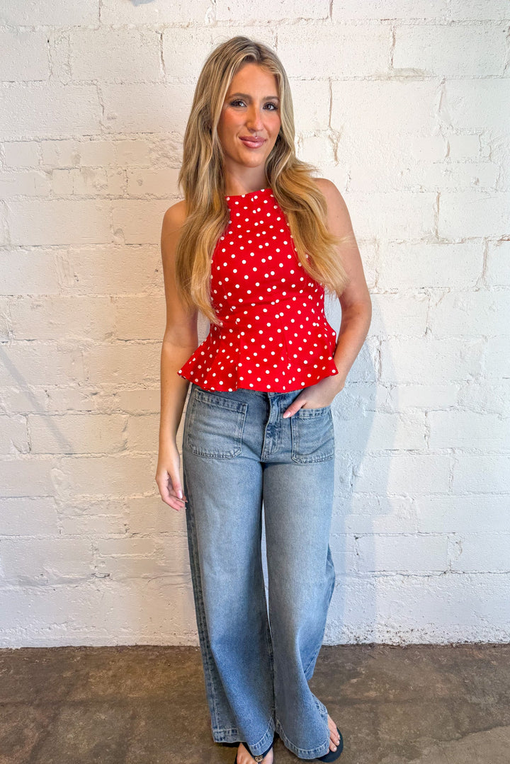 polka dot top, #adeline boutique, #boutique