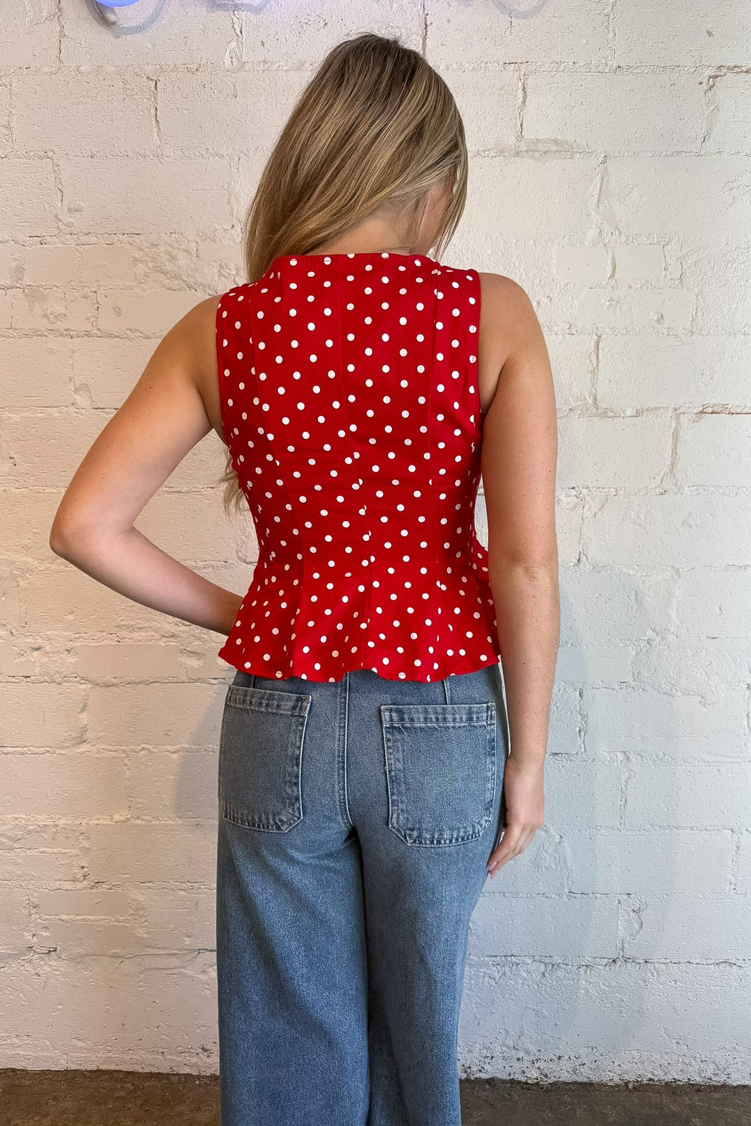 polka dot top, #adeline boutique, #boutique