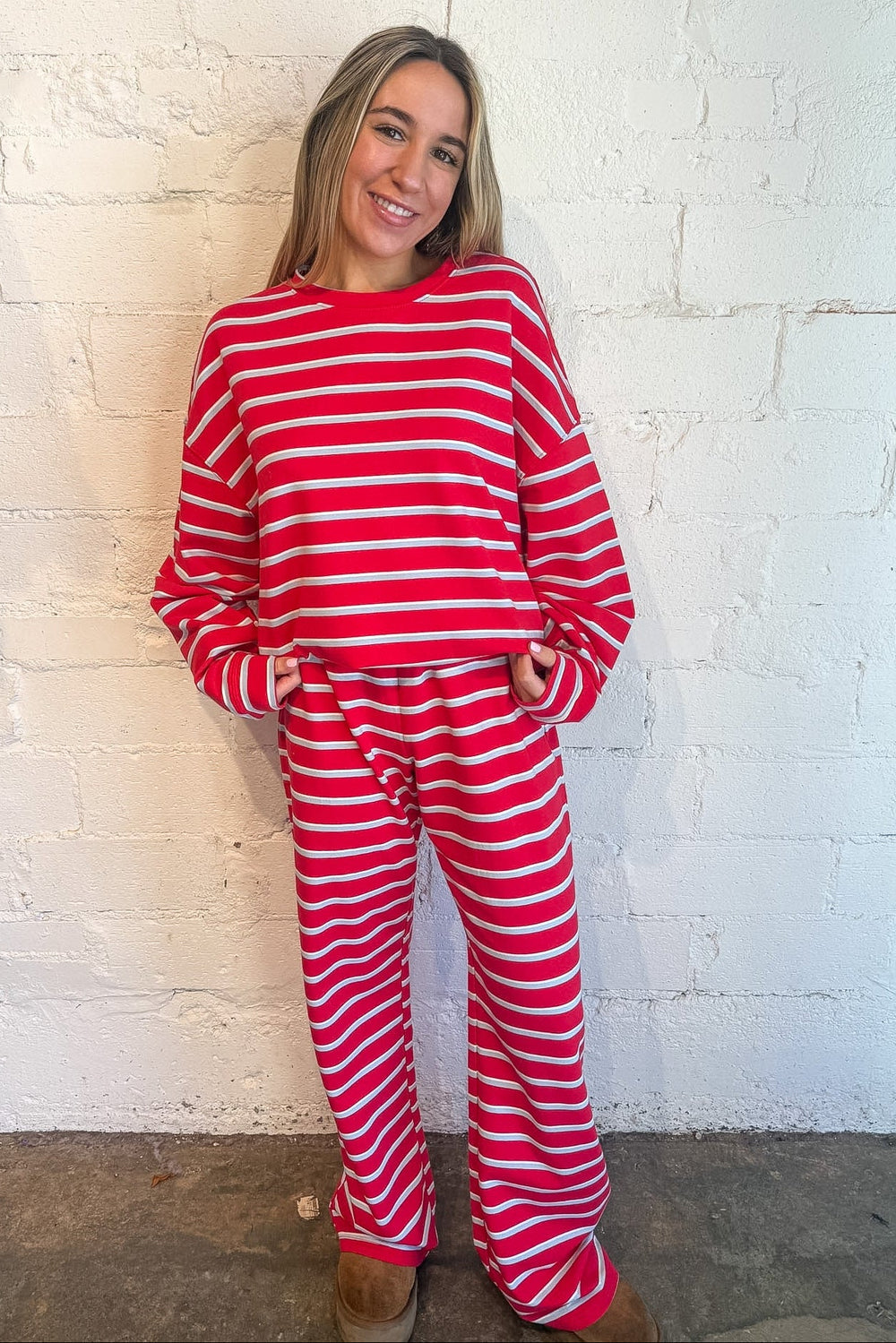 The Weekend Lounge Pants, Red Striped lounge pants