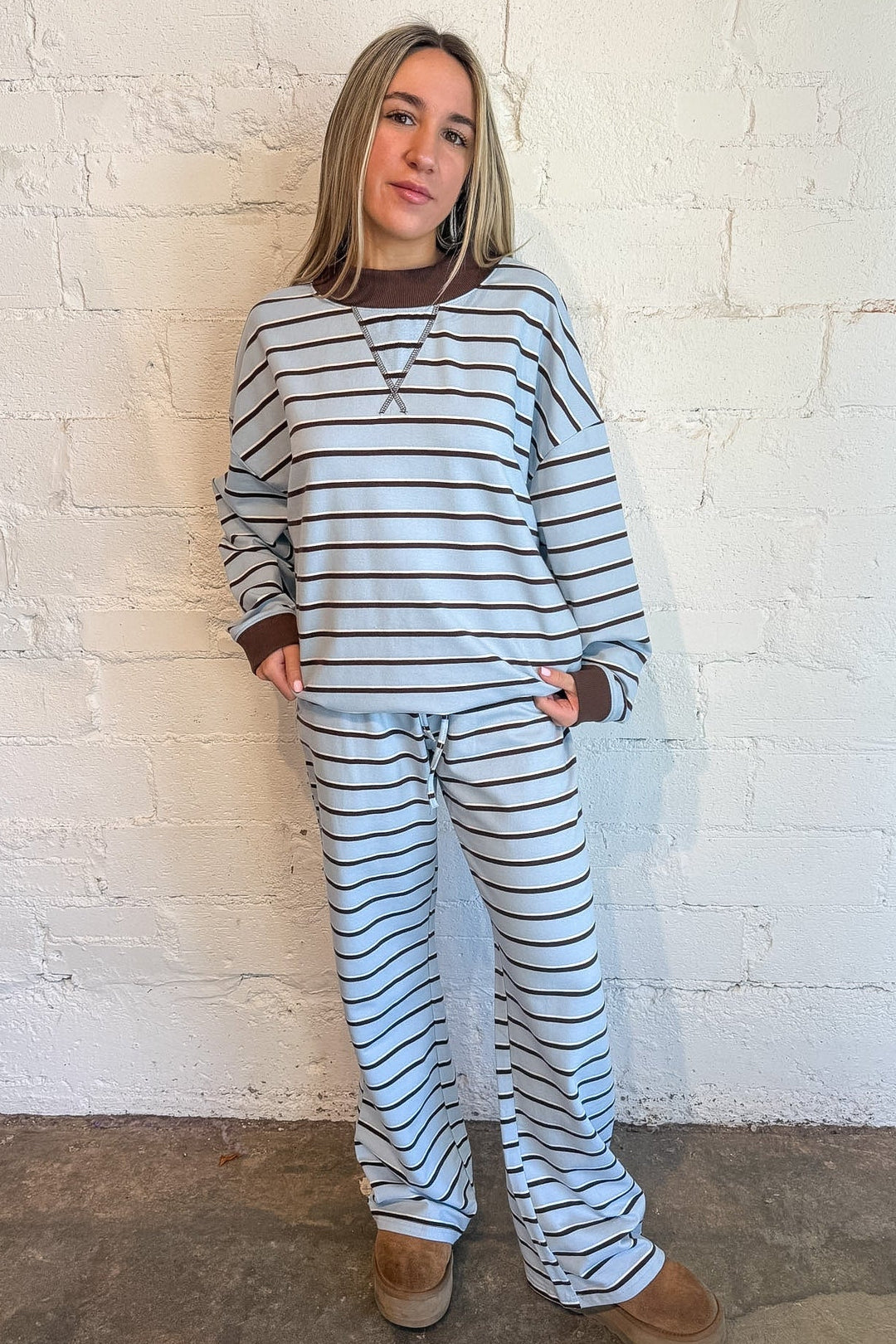 The Weekend Lounge Pants, Blue striped lounge pants
