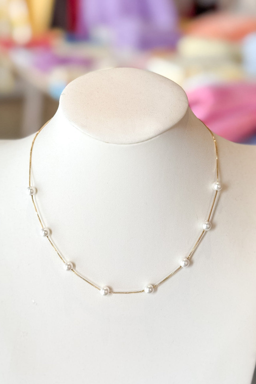 Thin Gold Chain Pearl Necklace Pearl Necklace, Wedding Jewelry, Jewelry, Adeline Boutique, Dallas Boutique, Women's Boutique