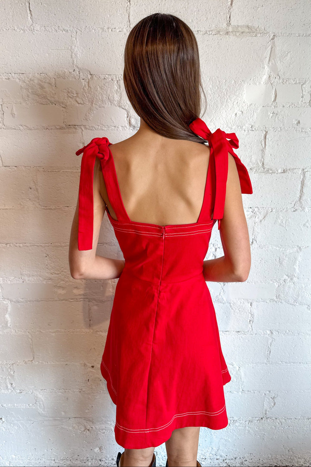 Tie Strap Flowy Mini Dress, Mini Dress, Adeline Boutique, Dallas Boutique, Game Day Dress, Country Concert Outfit, Denim