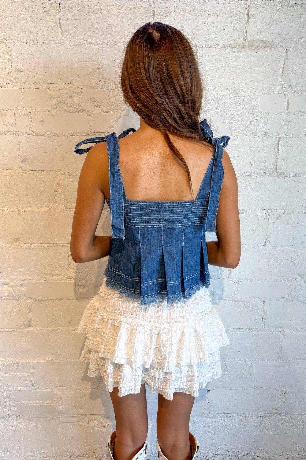Tied In Denim Top, Denim Top, Tops, Country Concert Outfit, Rodeo Outfit, Denim, Adeline Boutique, Dallas Boutique, Boutique Clothing 