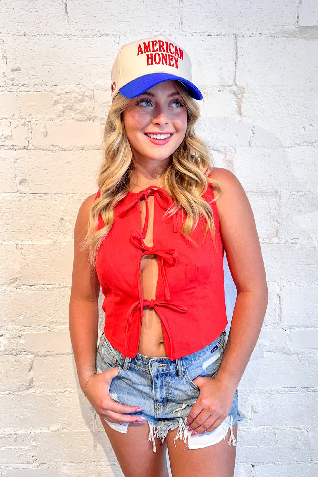 Tied & True Top, Tie Front Top, 4th of July, Summer Tops, Adeline Boutique, Dallas Boutique, Boutiques 