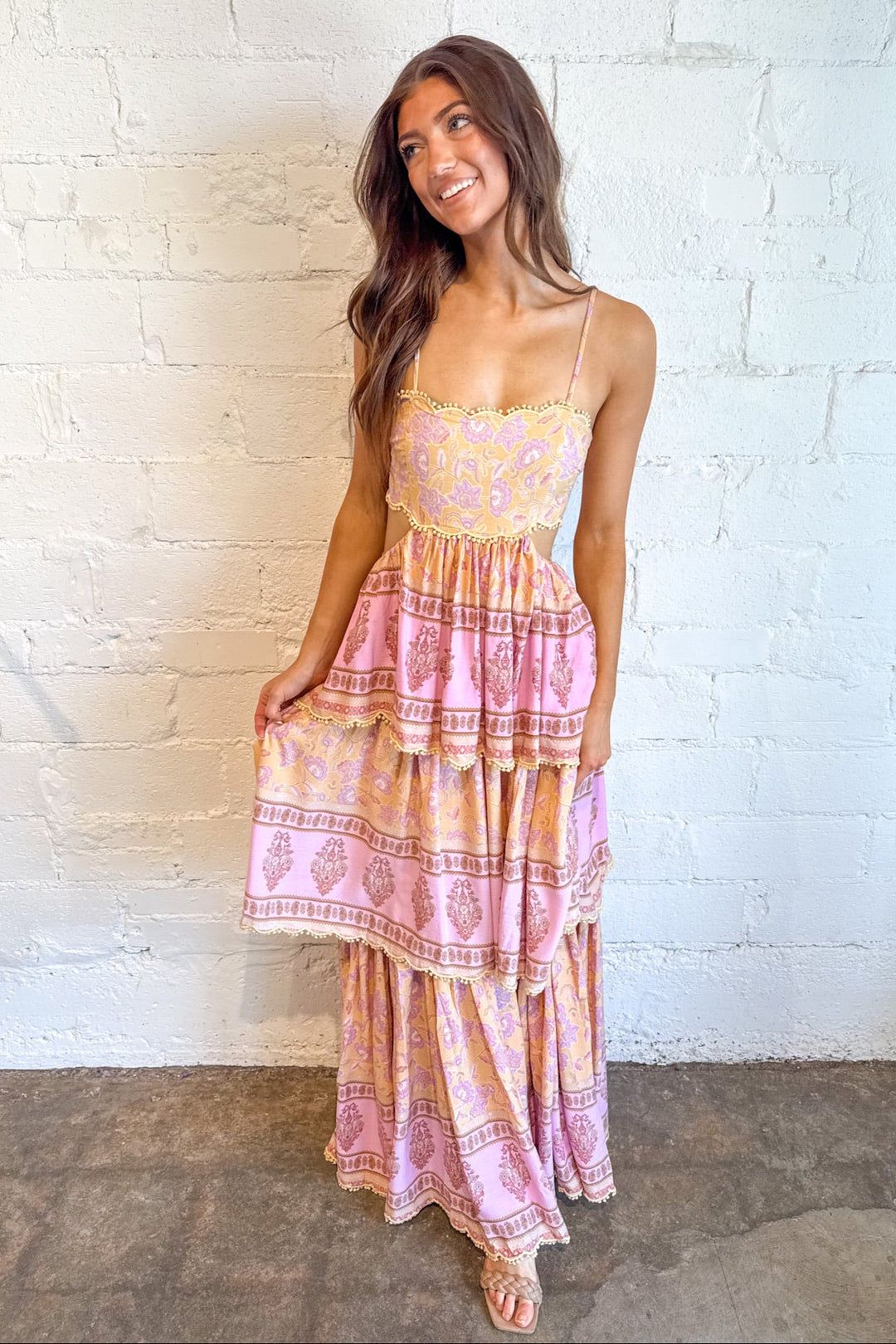 Tiered Border Print Maxi Dress, Maxi Dress, Dresses, Maxi, Wedding Guest Dress, Vacation Styles, Adeline Boutique, Dallas Boutique