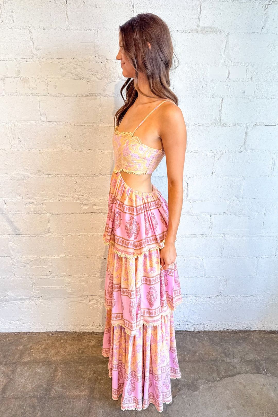 Tiered Border Print Maxi Dress, Maxi Dress, Dresses, Maxi, Wedding Guest Dress, Vacation Styles, Adeline Boutique, Dallas Boutique