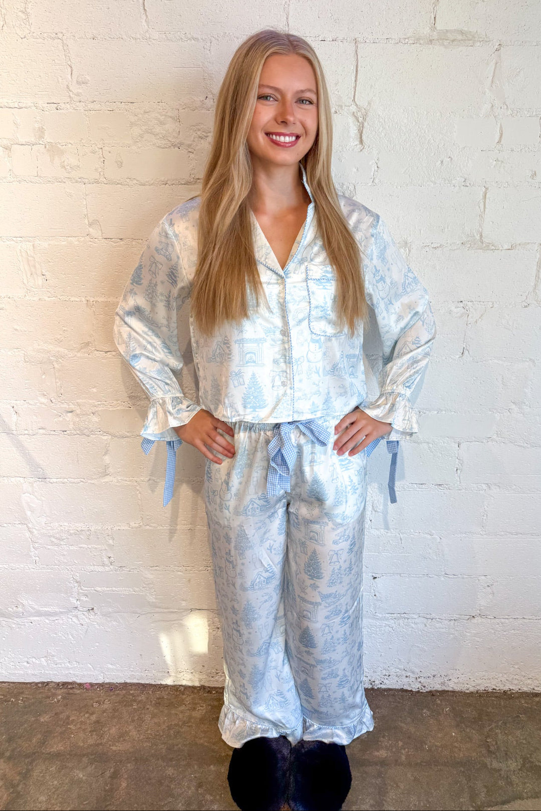 Toile Christmas Pajama Pants, Christmas Pajamas, Pjs, Pj Set, Loungewear, Adeline Boutique, Dallas Boutique