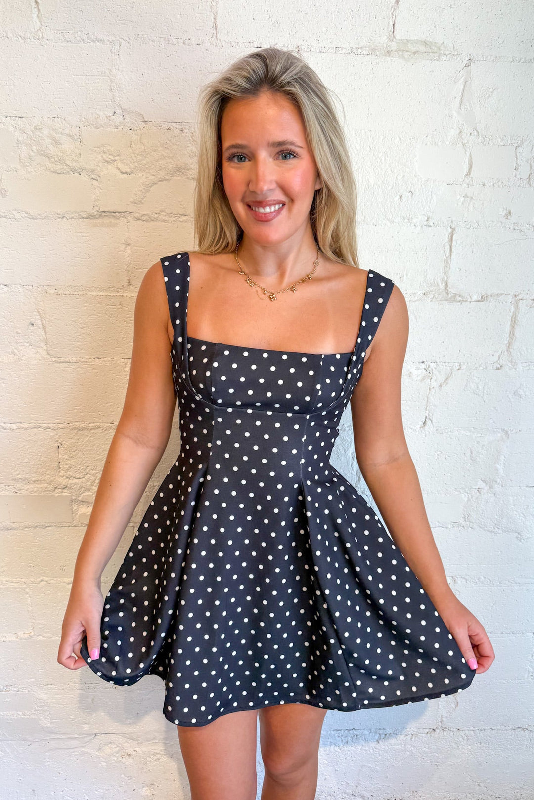 Twirl In Dots Dress, Polka Dot Dress, Dresses, Boutique Dresses, Adeline Boutique, Dallas Boutique, Womens Clothing Boutique, Flowy Dress
