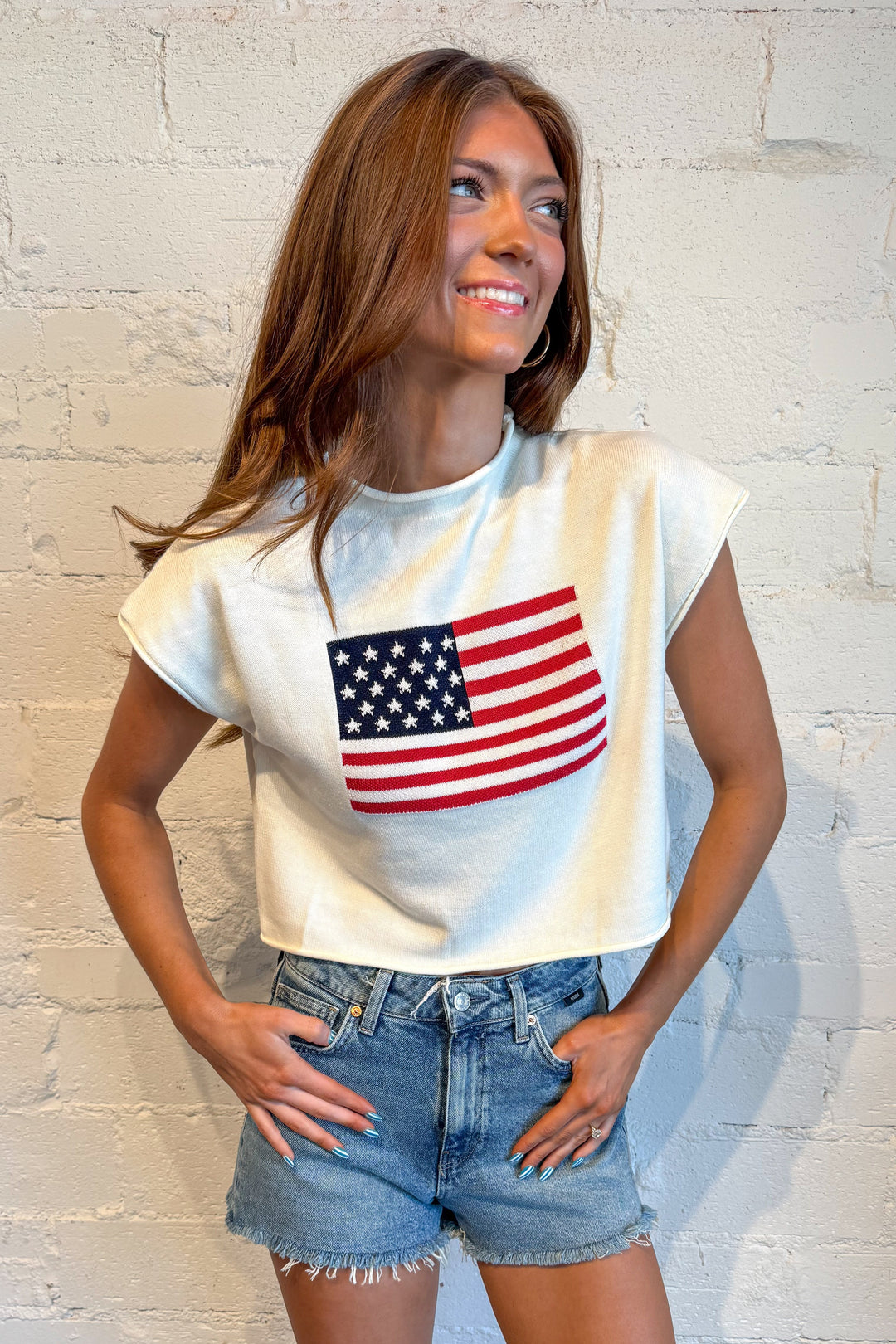 USA Flag Graphic Sweater, top, tops, sweater, dallas boutique, boutique, adeline boutique