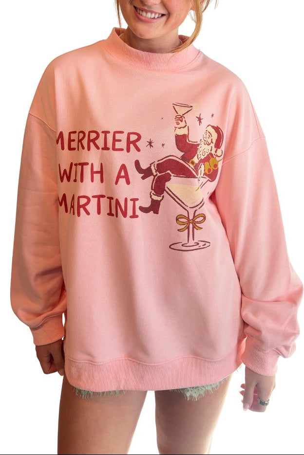 Merrier with a Martini Santa Mockneck