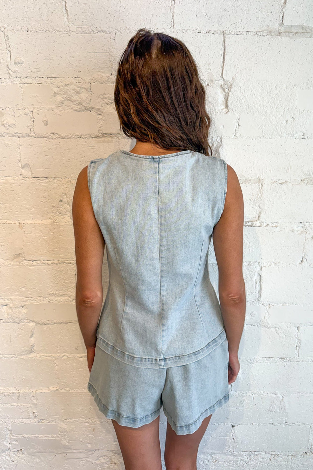 Vintage Button Denim Vest, Denim Vest, Vest, Denim, Set, Two Piece Set, Matching Set, Spring Styles, Adeline Boutique, Dallas Boutique, Denim Set, Tops