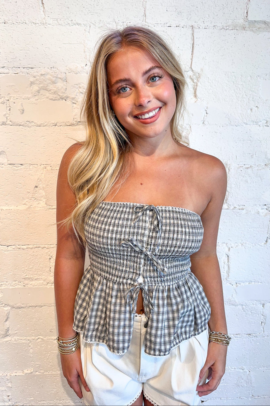 Vintage Check Top, Tube Top, Gingham Top, Adeline Boutique, Dallas Boutique, Boutiques, Summer Styles, Tops