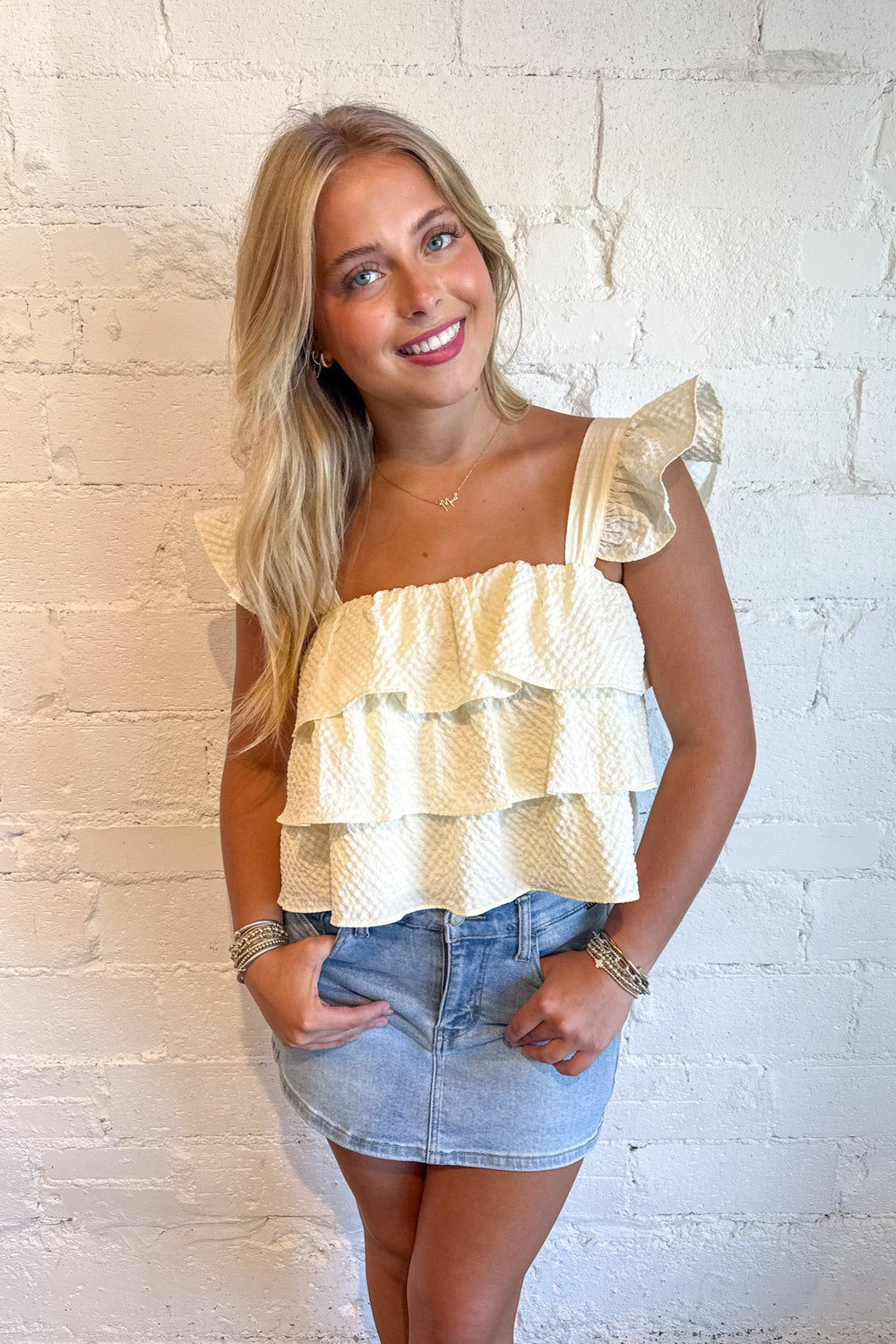 Waikiki Ruffle Top, Summer Tops, Tops, Adeline Boutique, Dallas Boutique, Boutiques, Ruffle Top, Summer Styles