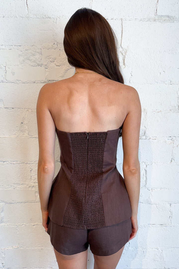 Weekend Getaway Shorts Brown Back, adeline boutique, dallas boutique, boutique