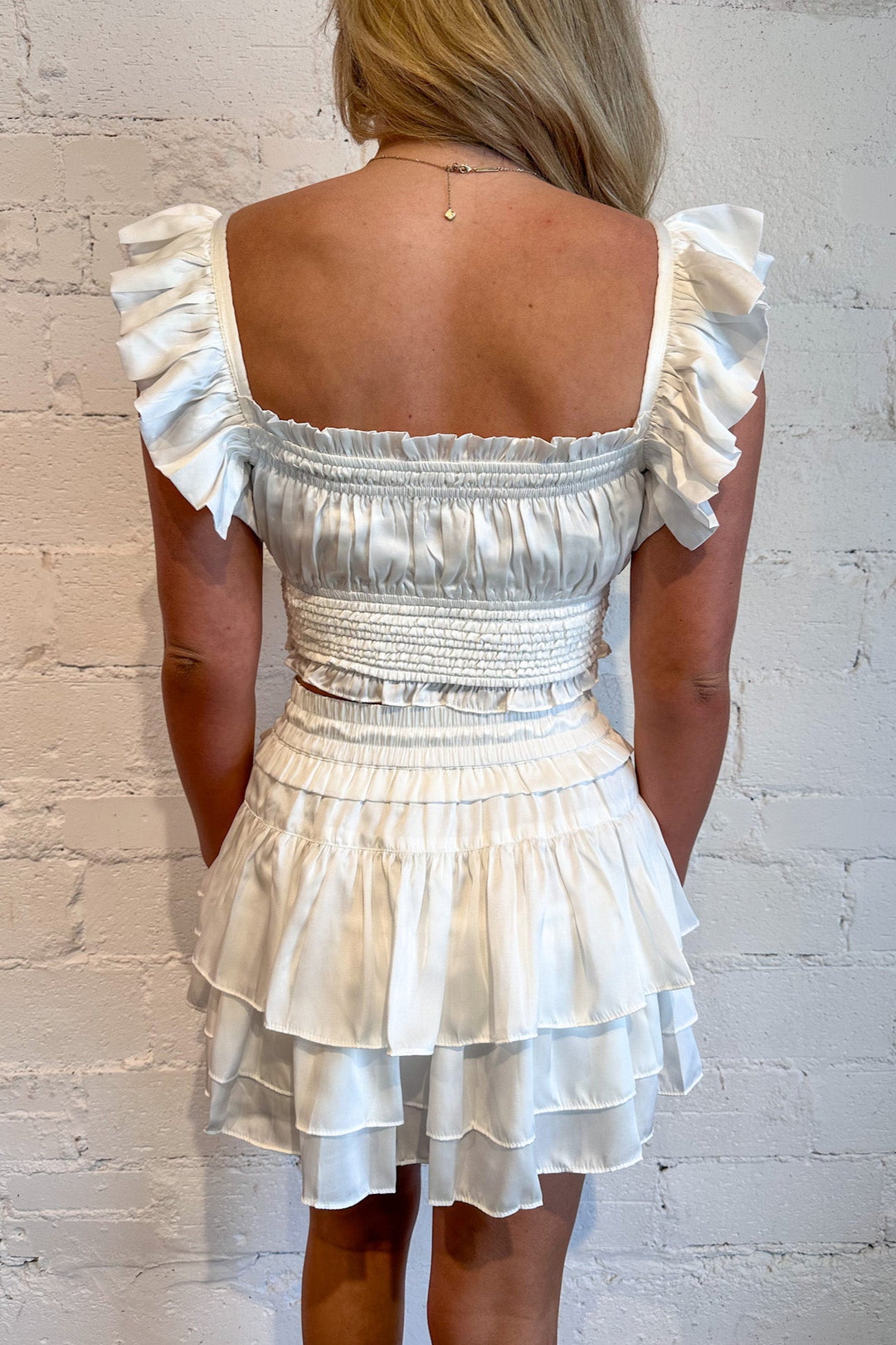 White 3 Layer Ruffle Skort, Matching Set, Adeline Boutique, Dallas Boutique, Spring Sets, Boutique Clothing, Summer Outfits, Skirt, Ruffle Skirt
