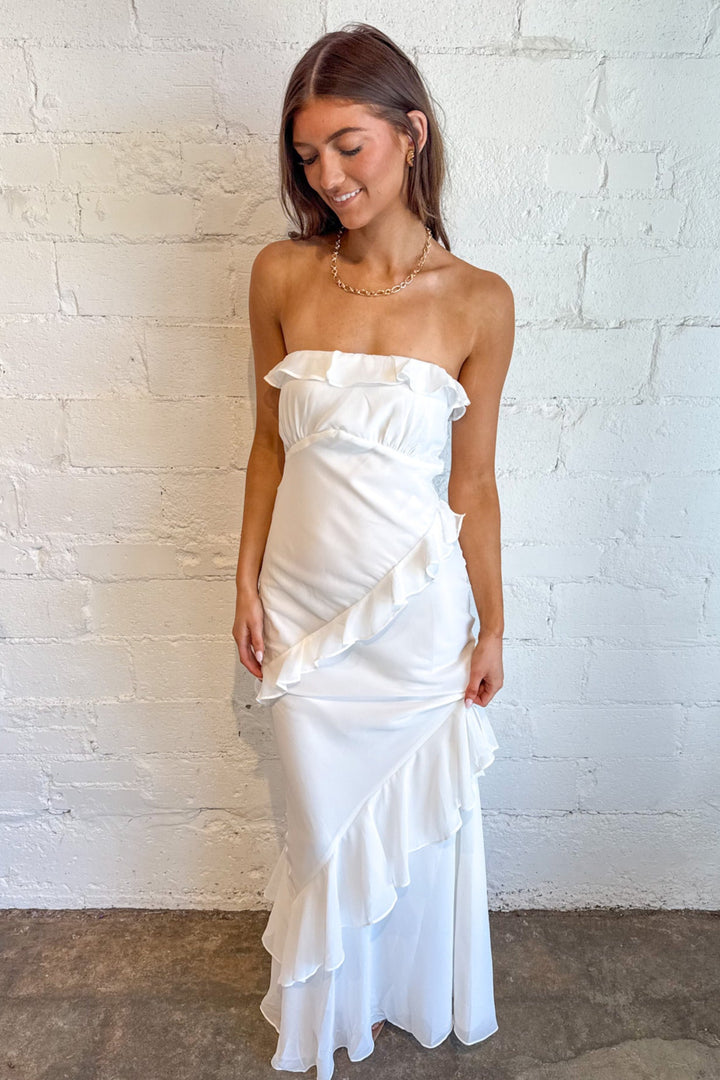 Andi Strapless Dress, Strapless Dress, Maxi Dress, Wedding Guest Dress, Adeline Boutique, Dallas Boutique, Boutique Dresses