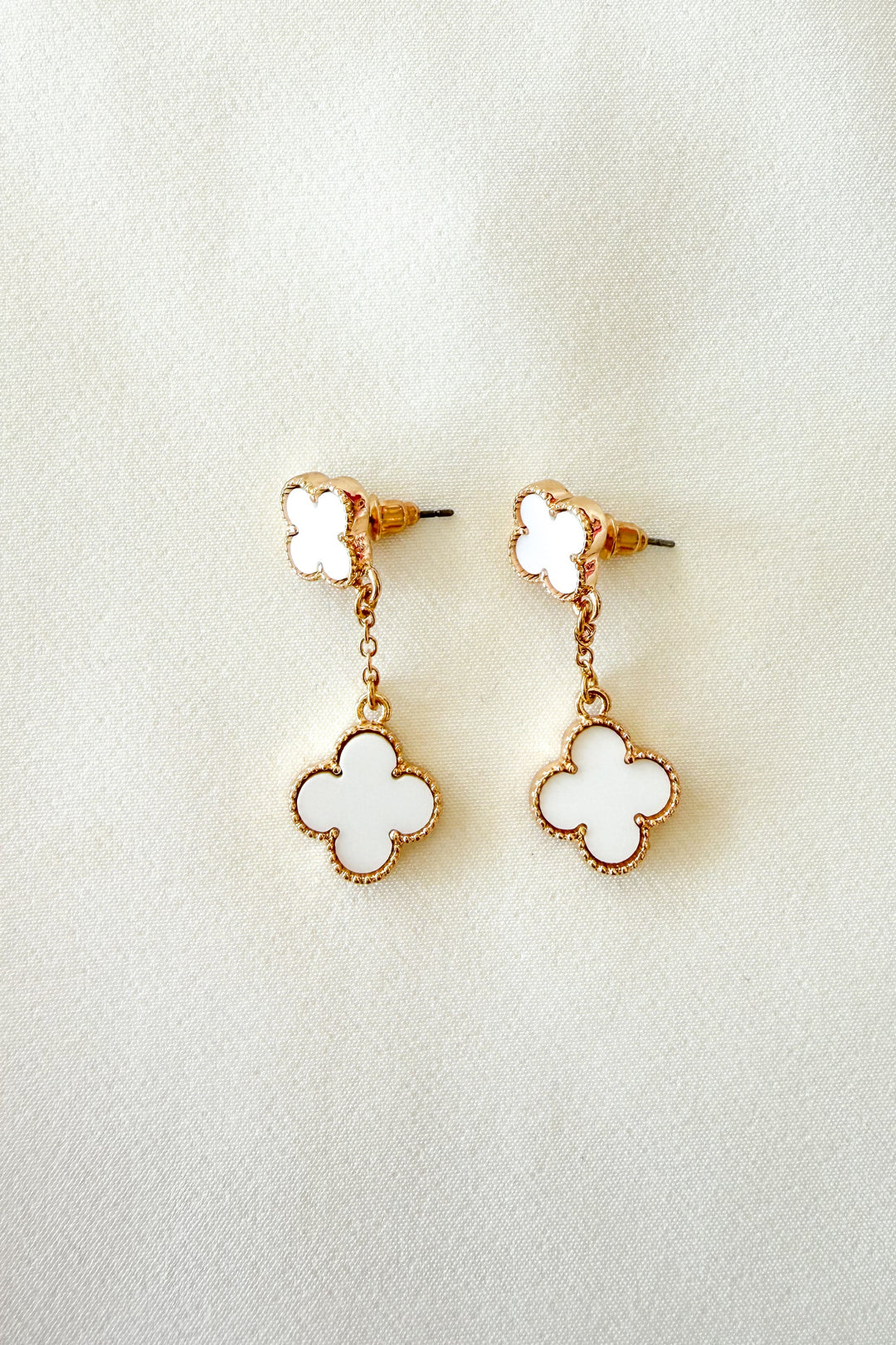 White Clover Drop Earrings, Drop Earrings, Earrings, Accessories, Jewelry, Adeline Boutique, Dallas Boutique, Boutique Jewelry