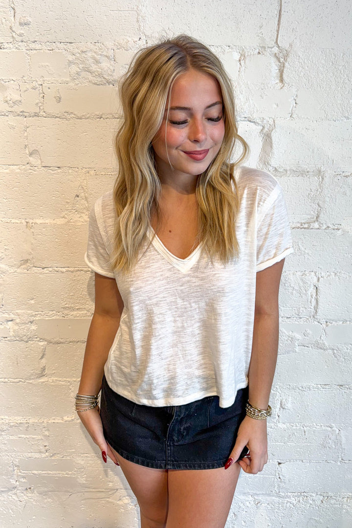 Free People Take 2 Tee, Basic Tee, Basic Tops, Vnecks, Plain Tee, Adeline Boutique, Dallas Boutique, Shirts, Tops, Women's Boutique, Women's Fashion, Free People Tops