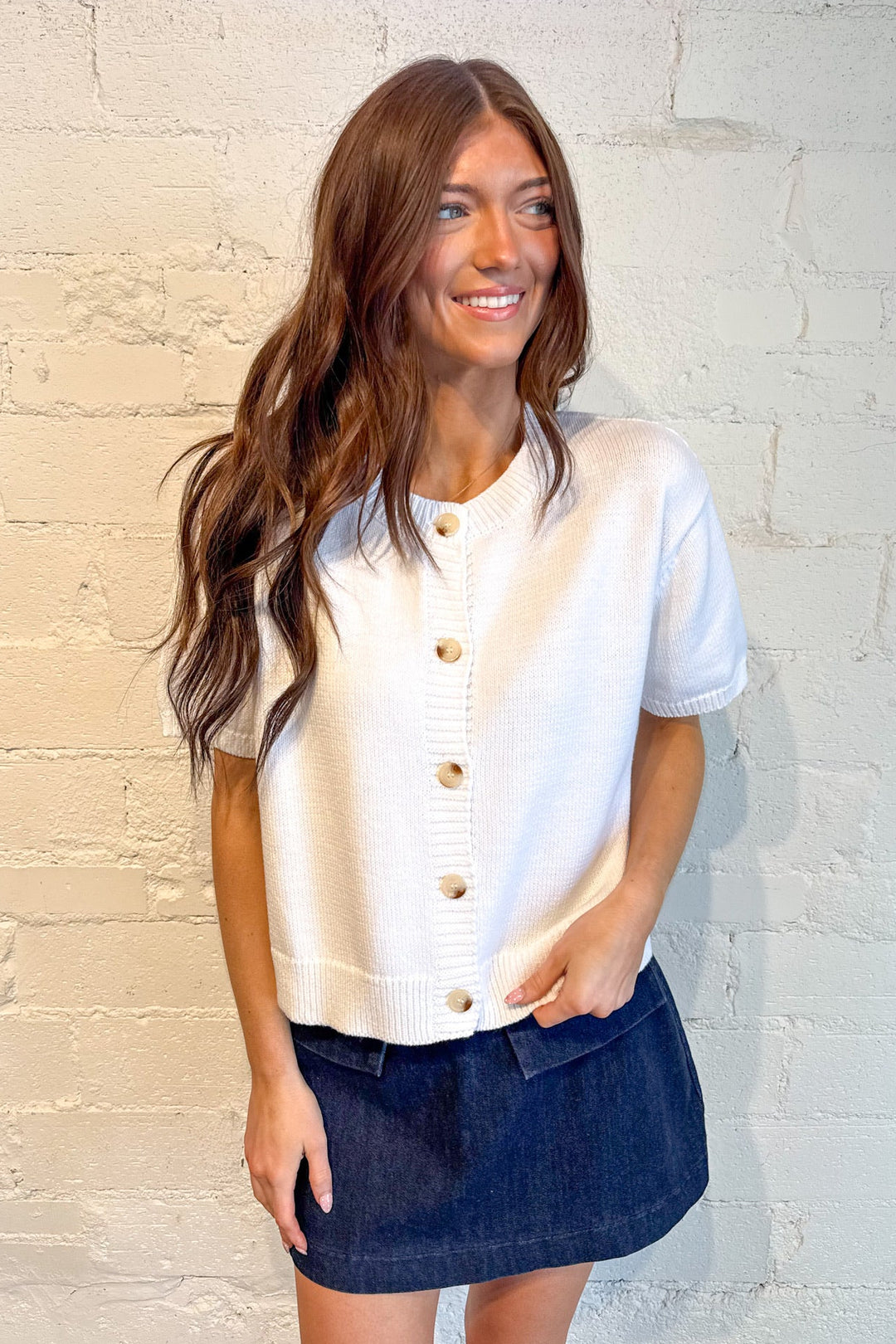 Happy Girl Sweater Cardigan, Cardigan, Sweater Tops, Yellow Knit Tops, Adeline Boutique, Dallas Boutique, Spring Styles