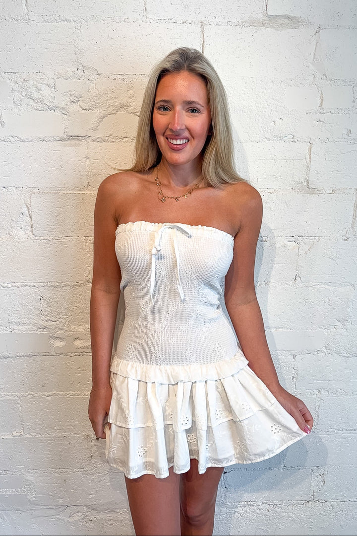 Perfect Spring Dress, Strapless Romper Dress, Spring and Summer Dresses, Vacation Dress, Romper Sorority Rush Dress, Easter Dress, Adeline Boutique, Dallas Boutique