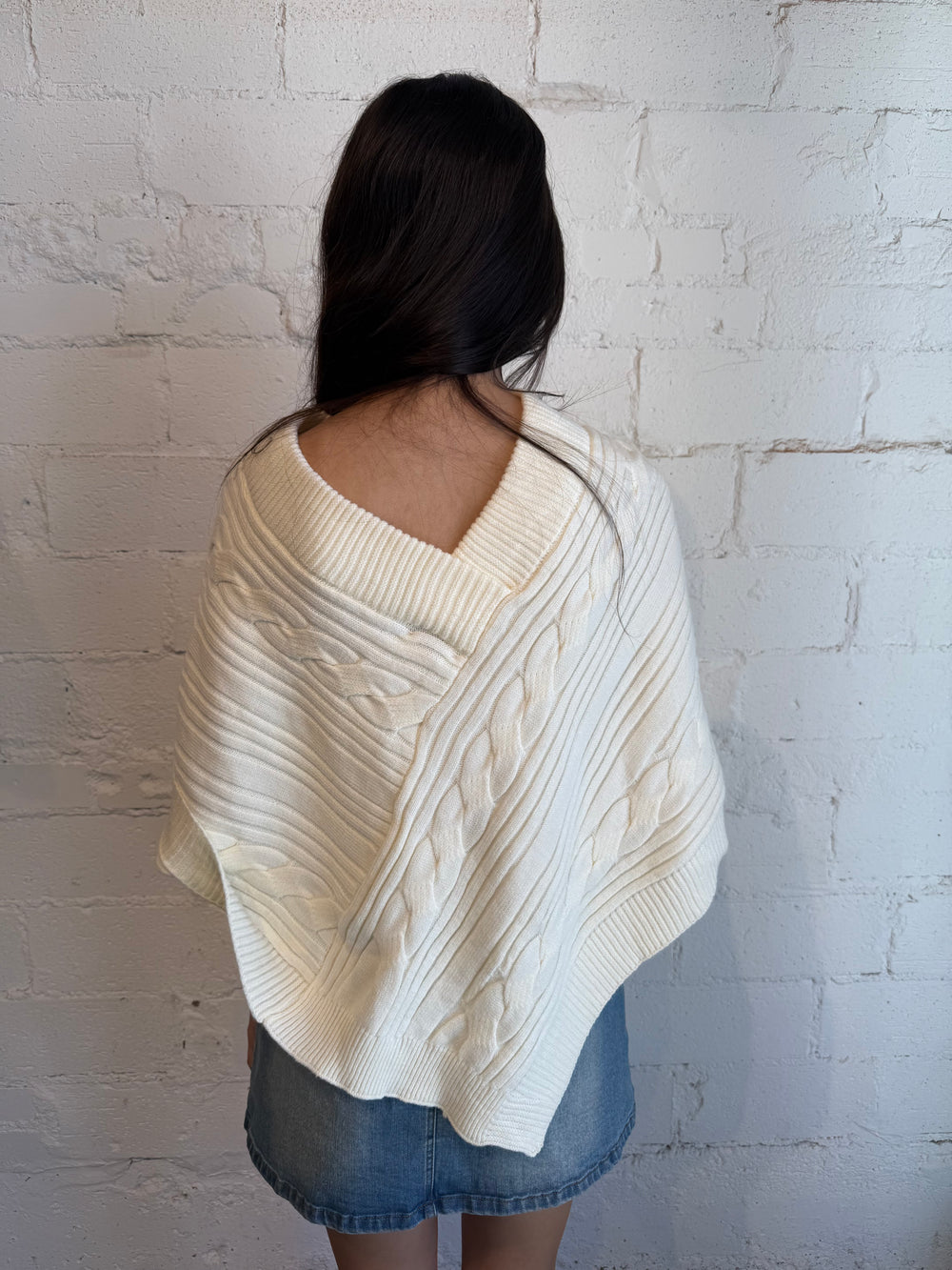 White sweater poncho, white knit poncho, white sweater 