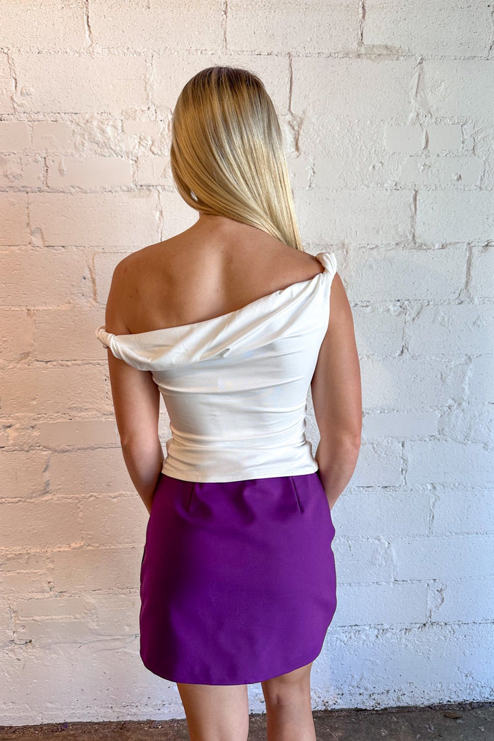 White Twisted Fitted Tank, Tank Top, Off The Shoulder Top, Going Out Top, Dallas Boutique