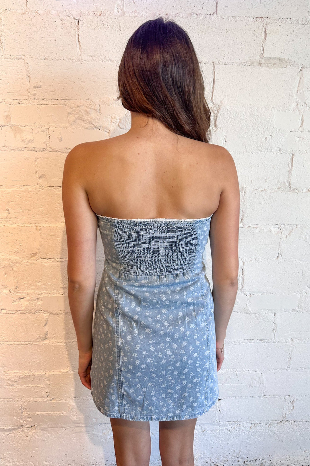 Wildflower Denim Dress, Denim Dress, Denim, Adeline Boutique, Dallas Boutique, Boutiques, Rodeo Outfit, Country Concert Outfit, Tube Dress