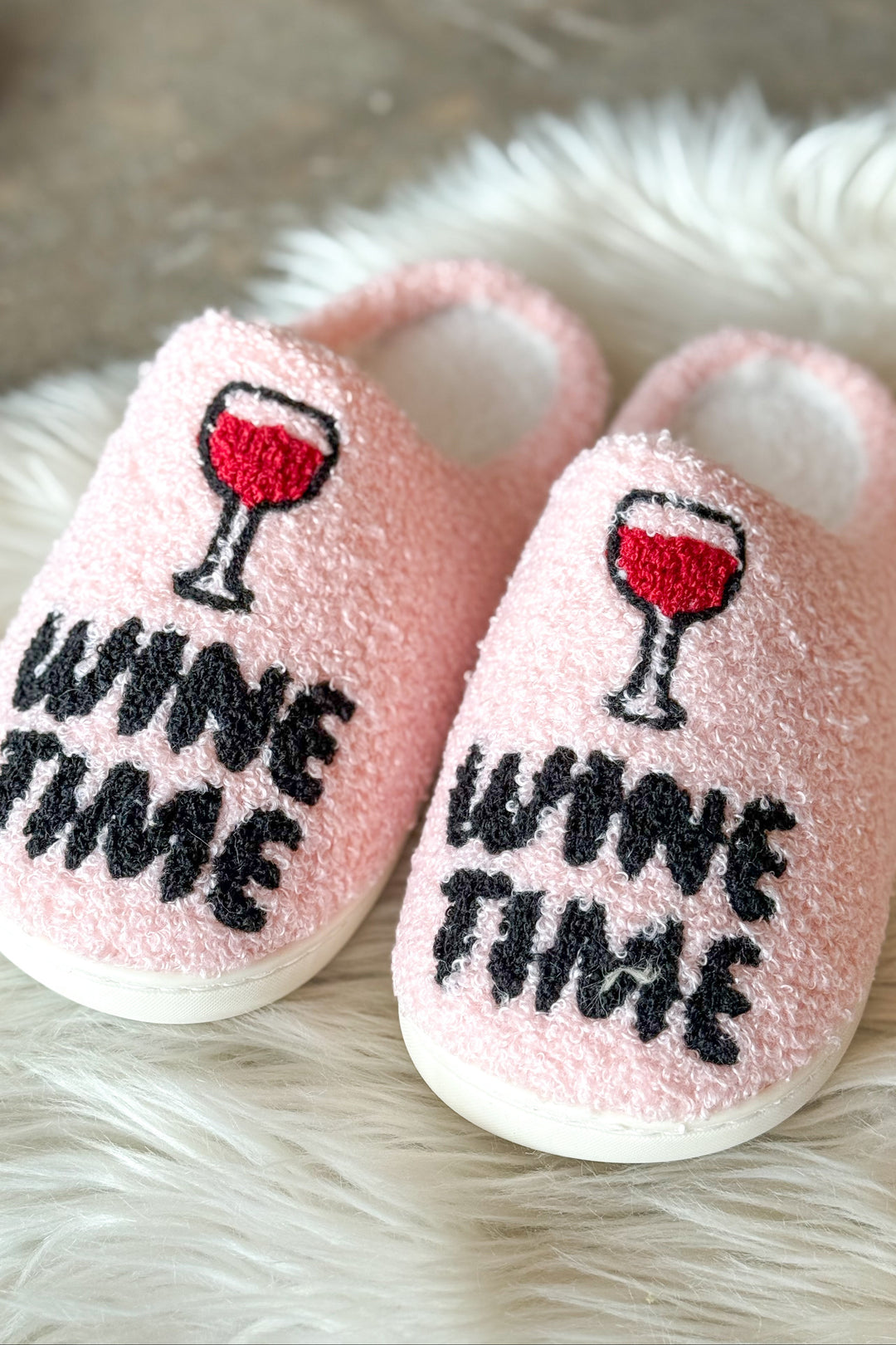 Wine Time Slippers, Slippers, Shoes, Adeline Boutique, Dallas Boutique, Accessories, Gift Ideas