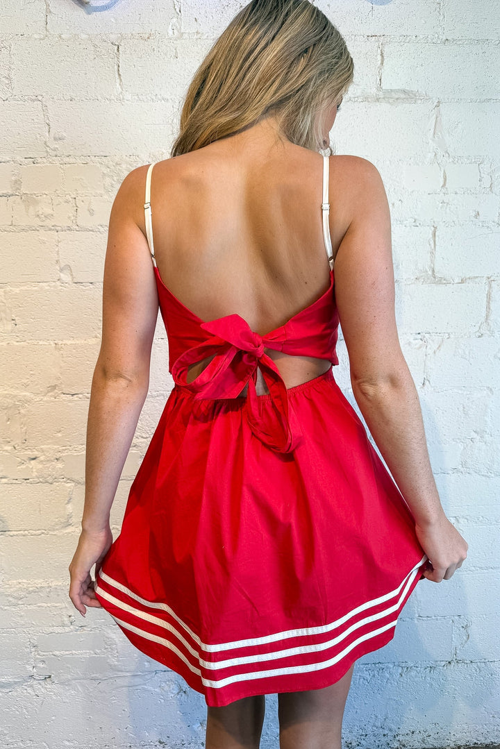flowy mini dress with bow top, #adeline boutique, #boutique