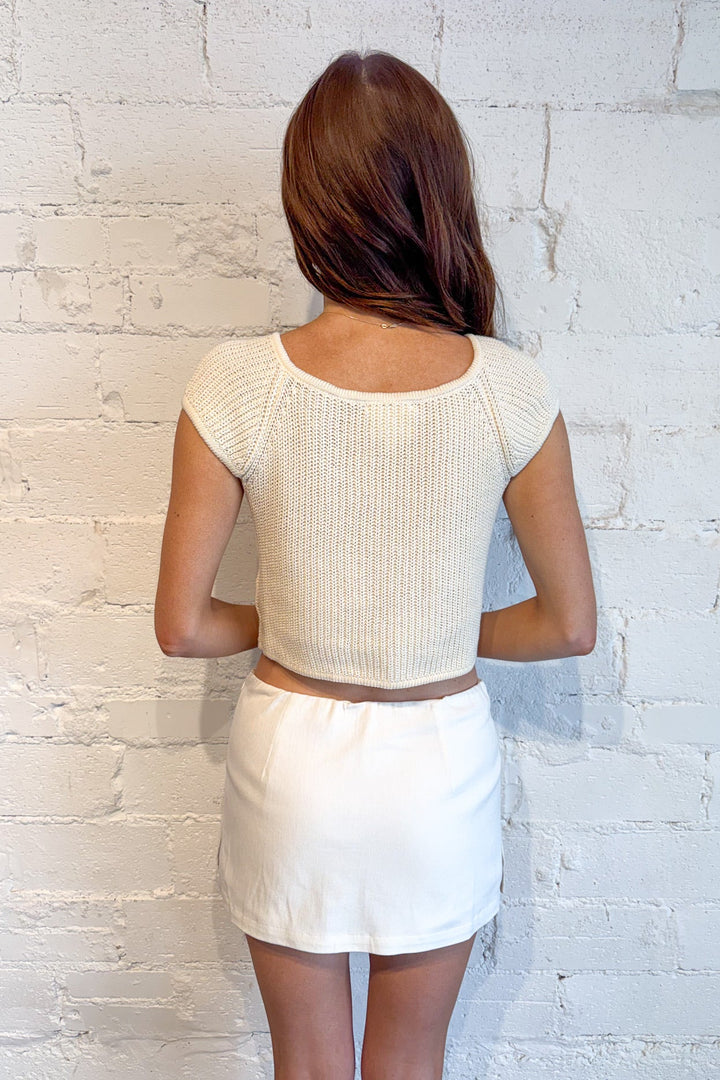 Ophelia Tie Sleeveless Cardigan, Yellow Sweater, Short Sleeve Knit Sweater, Spring Styles, Adeline Boutique, Dallas Boutique