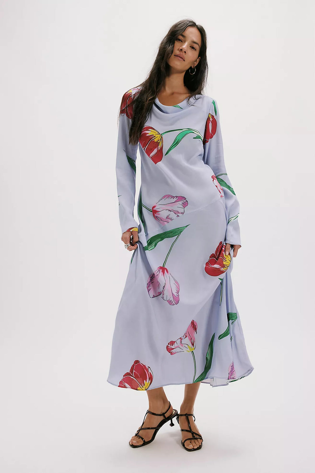 free people long sleeve midi dress Calla Long Sleeve V-Neck Midi Dress