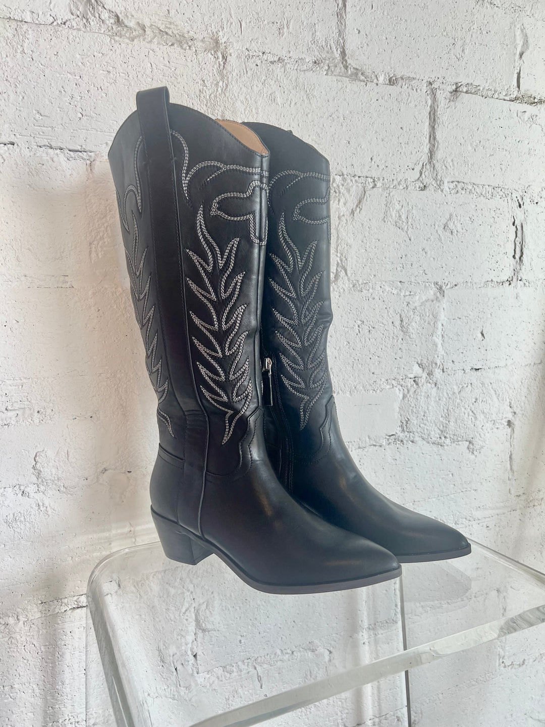 Black Inlay Vegan Cowboy Boots, Shoes, Adeline, Adeline, dallas boutique, dallas texas, texas boutique, women's boutique dallas, adeline boutique, dallas boutique, trendy boutique, affordable boutique