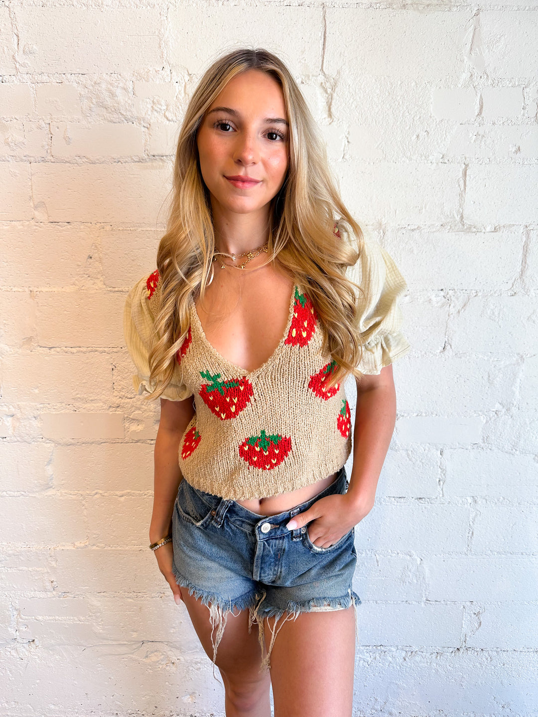 Free People Strawberry Jam Mixed Media Cropped Sweater, Tops, Free People, Adeline, dallas boutique, dallas texas, texas boutique, women's boutique dallas, adeline boutique, dallas boutique, trendy boutique, affordable boutique