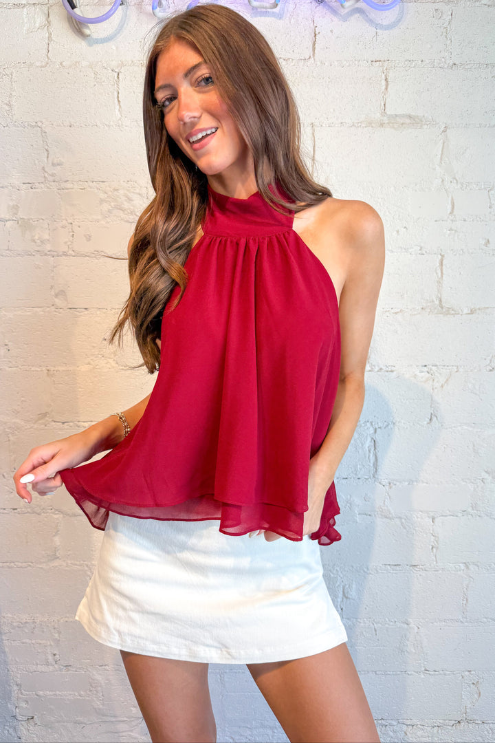 halter top, red top, gameday top, going out top, women's top, womens going out top, gameday, 