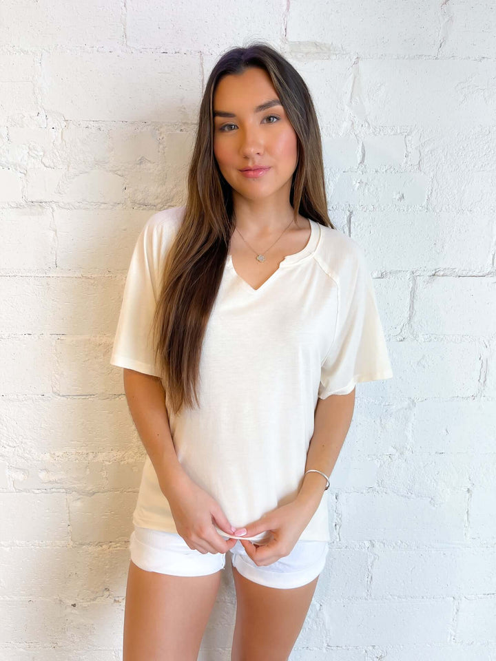 Shaw Notch Neck Vintage Wash Tee, Tops, Adeline, Adeline, dallas boutique, dallas texas, texas boutique, women's boutique dallas, adeline boutique, dallas boutique, trendy boutique, affordable boutique