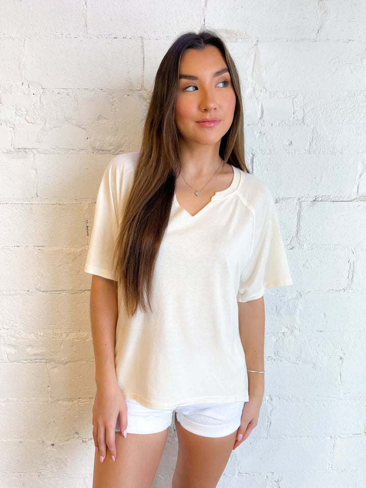 Shaw Notch Neck Vintage Wash Tee, Tops, Adeline, Adeline, dallas boutique, dallas texas, texas boutique, women's boutique dallas, adeline boutique, dallas boutique, trendy boutique, affordable boutique