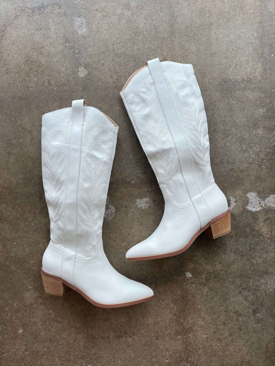 White Inlay Vegan Cowboy Boots, Shoes, adeline, Adeline, dallas boutique, dallas texas, texas boutique, women's boutique dallas, adeline boutique, dallas boutique, trendy boutique, affordable boutique