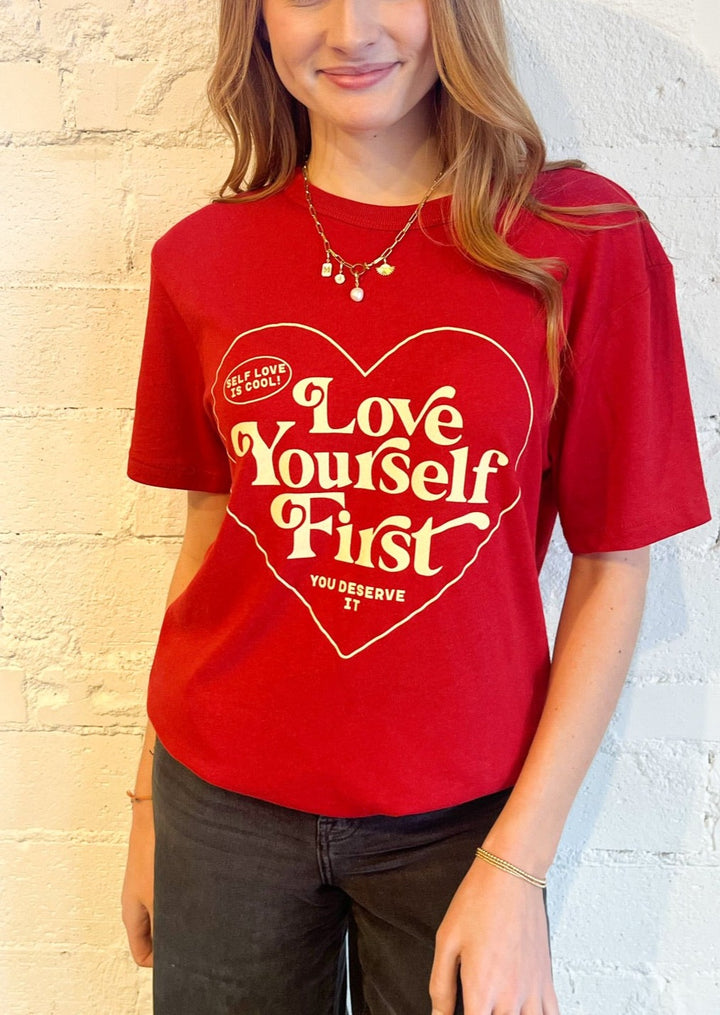 Love Yourself First Tee, Tops, Adeline, Adeline, dallas boutique, dallas texas, texas boutique, women's boutique dallas, adeline boutique, dallas boutique, trendy boutique, affordable boutique